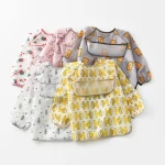 Custom Waterproof EVA Kids Long Sleeve Eating Cloths Baby Apron Bibs