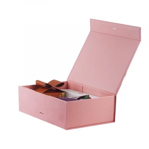 Customised luxury pink folding rigid wedding party gift packaging box