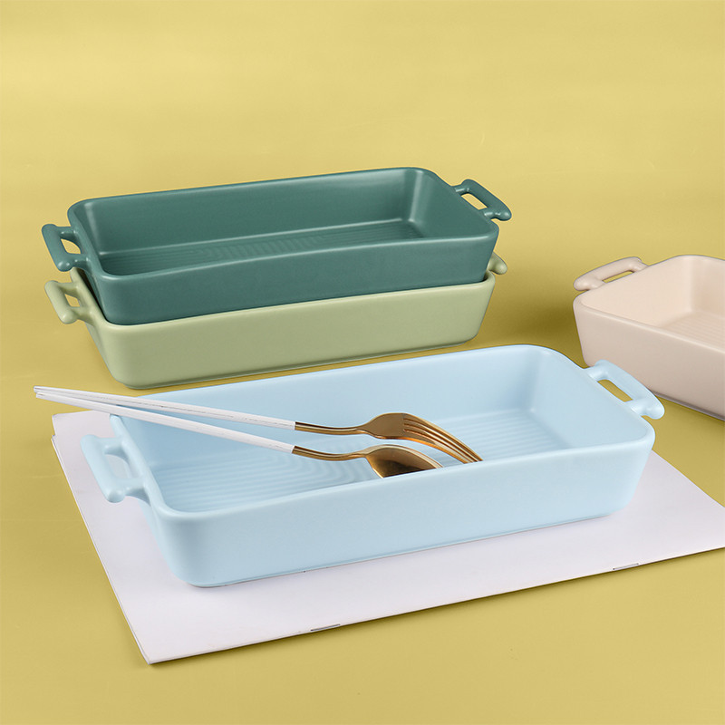 Buy Customized Matte Colors Rectangle Ceramic Bakeware Porcelain Bread ...