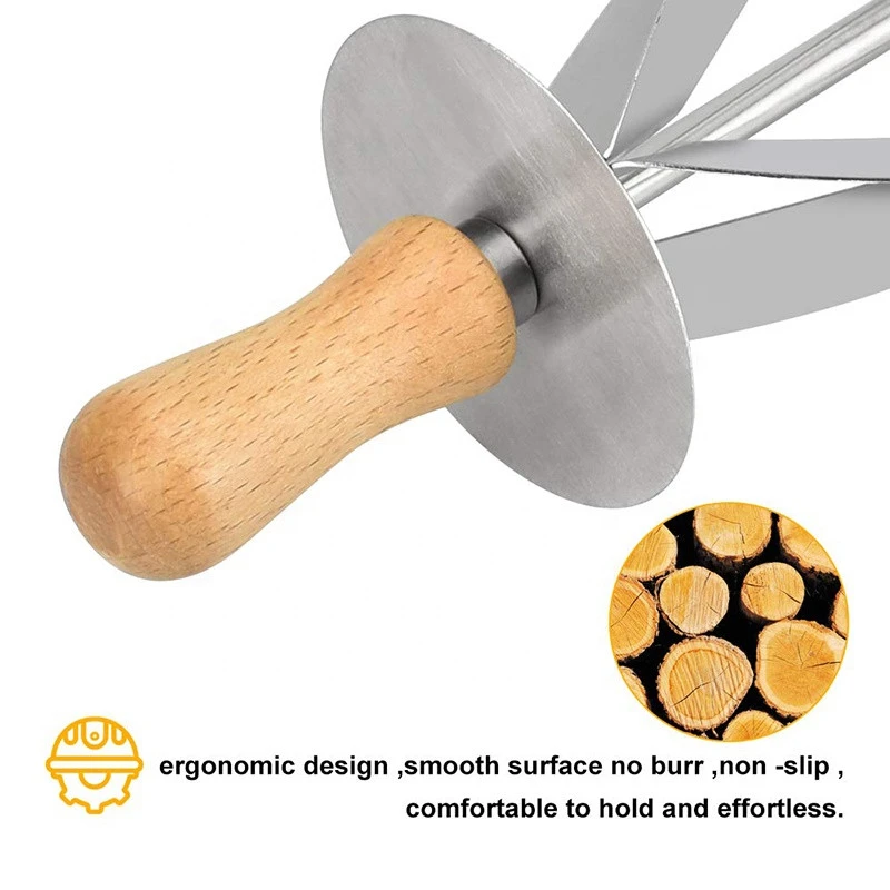 Cutter Roller Stainless Steel Roller Slices Cake Bread Rolling Dough Cutter with Wooden Handle Perfect Shape Pastry Dough