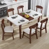 CZG04 Nordic Solid Luxuary Wooden Dinning Table And Chair Set Adjustable Modern Simply Home Tempered Glass Dining Table