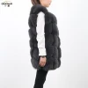 dark gray color genuine animal fur women real fox fur long style vest