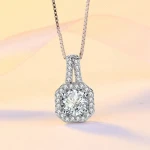 DC31 925 Silver Zirconia Crystal Fashion Pendant Necklace Jewelry Gift