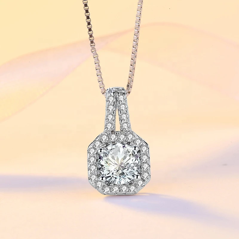 DC31 925 Silver Zirconia Crystal Fashion Pendant Necklace Jewelry Gift