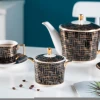 Delicate Bone china Gold rim porcelain tea sets with teapot ceramic tea pot and cup set European Vintage Coffee set