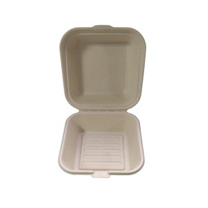 Disposable Ecofriendly Sugarcane Bagasse Hot Dog Clamshells Take Out To Go