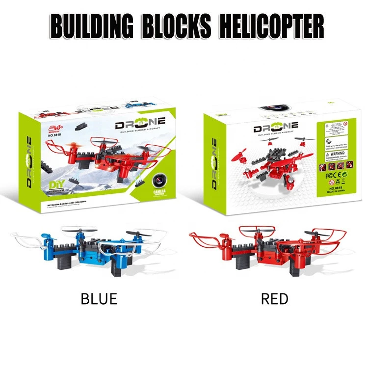 DIY 2.4G 4Ch 6 Axis RC Flying Helicopter Assembled Brick UFO Aircraft Building Blocks Quadcopter Drone With Led Light Kid Toys