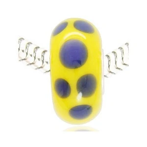 DIY Charm Bracelet big hole yellow blue charm Murano Glass Lampwork Bead