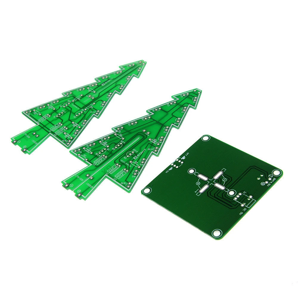 DIY Christmas Tree 3D Xmas Soldering Practice Electronic Assemble Kit Project for Kids Teens 3 Colors Flashing LED PCB Solder