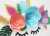 Import DIY Unicorn Party Supplies Flowers Wall Wedding Decor with Glitter Horn Ear Eyelashes for Girl Birthday Baby Shower Unicorn from China