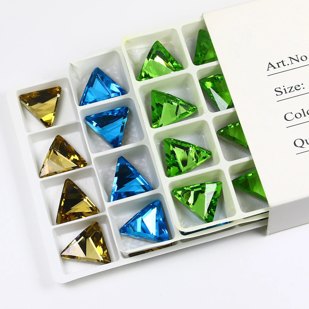 Dongzhou Brand New K9 Glass Triangle Kaleidoscope Fancy Stone for DIY Jewelry Making Nail Art Supplies