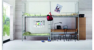 Dormitory student metal triple bunk bed with computer desk