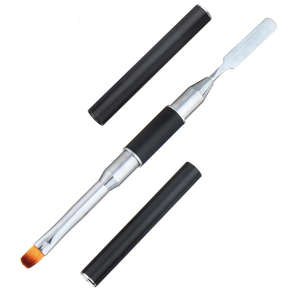 Dual Head Nail Art Acrylic UV Poly GEL Extension Builder Drawing Pen Brush Poly Gel Removal Spatula Stick Manicure Tool