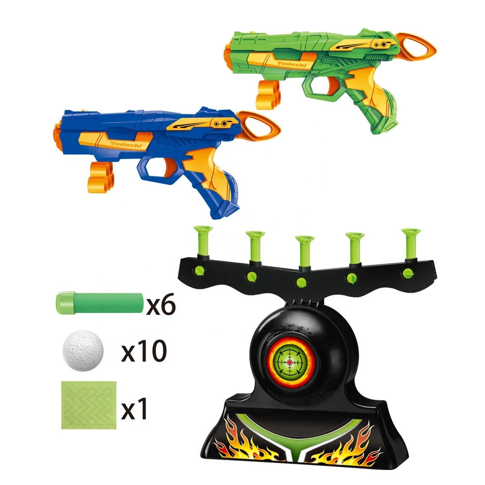 Electric hover shot target practice toys floating ball shooting game with 2 guns and soft bullets