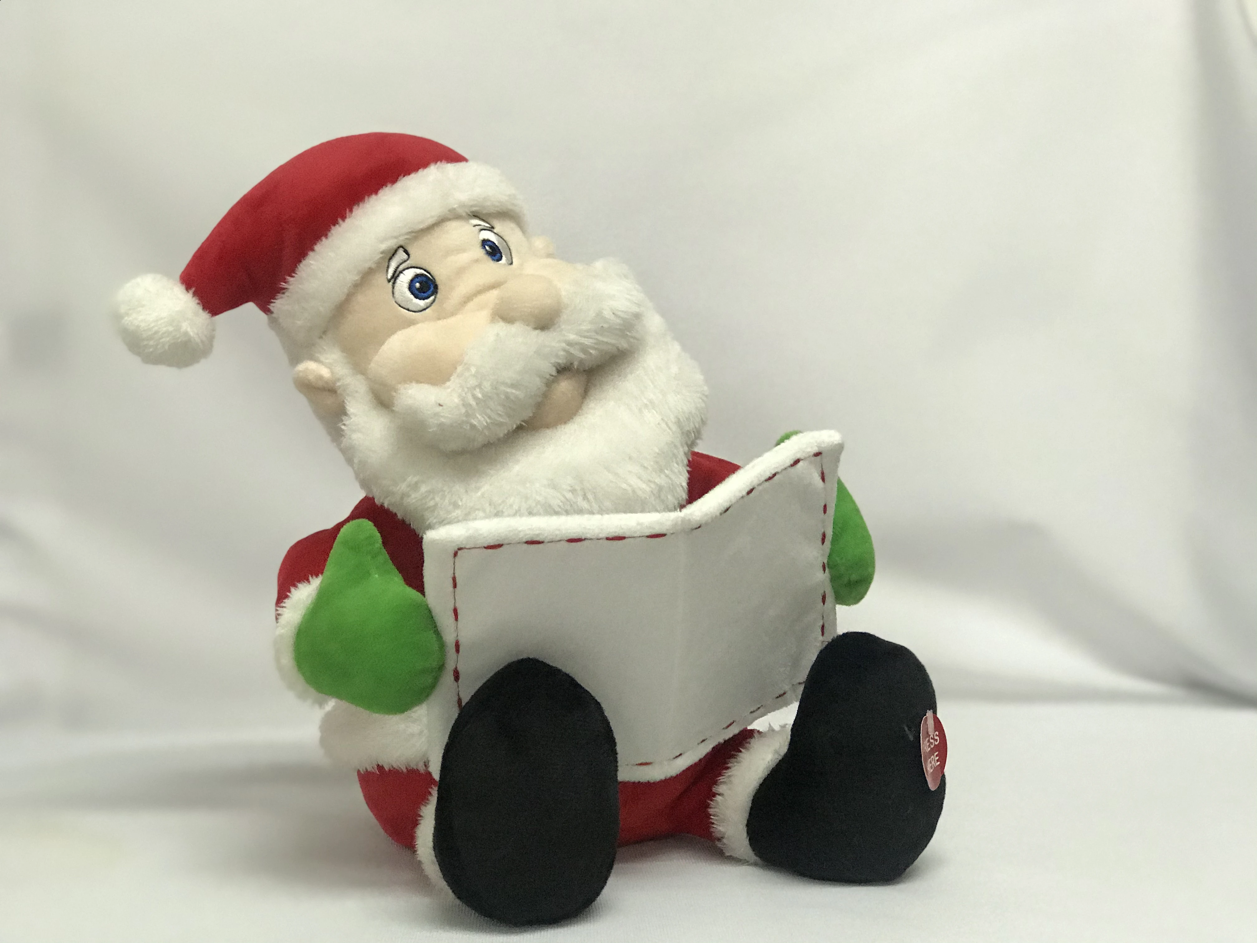 Electronic Plush Santa Claus with a book in his hand reading stories stuffed plush Christmas toys