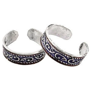 Enamel toe rings wholesale 925 sterling silver body jewelry handmade toe rings Jaipur wholesale silver jewelry