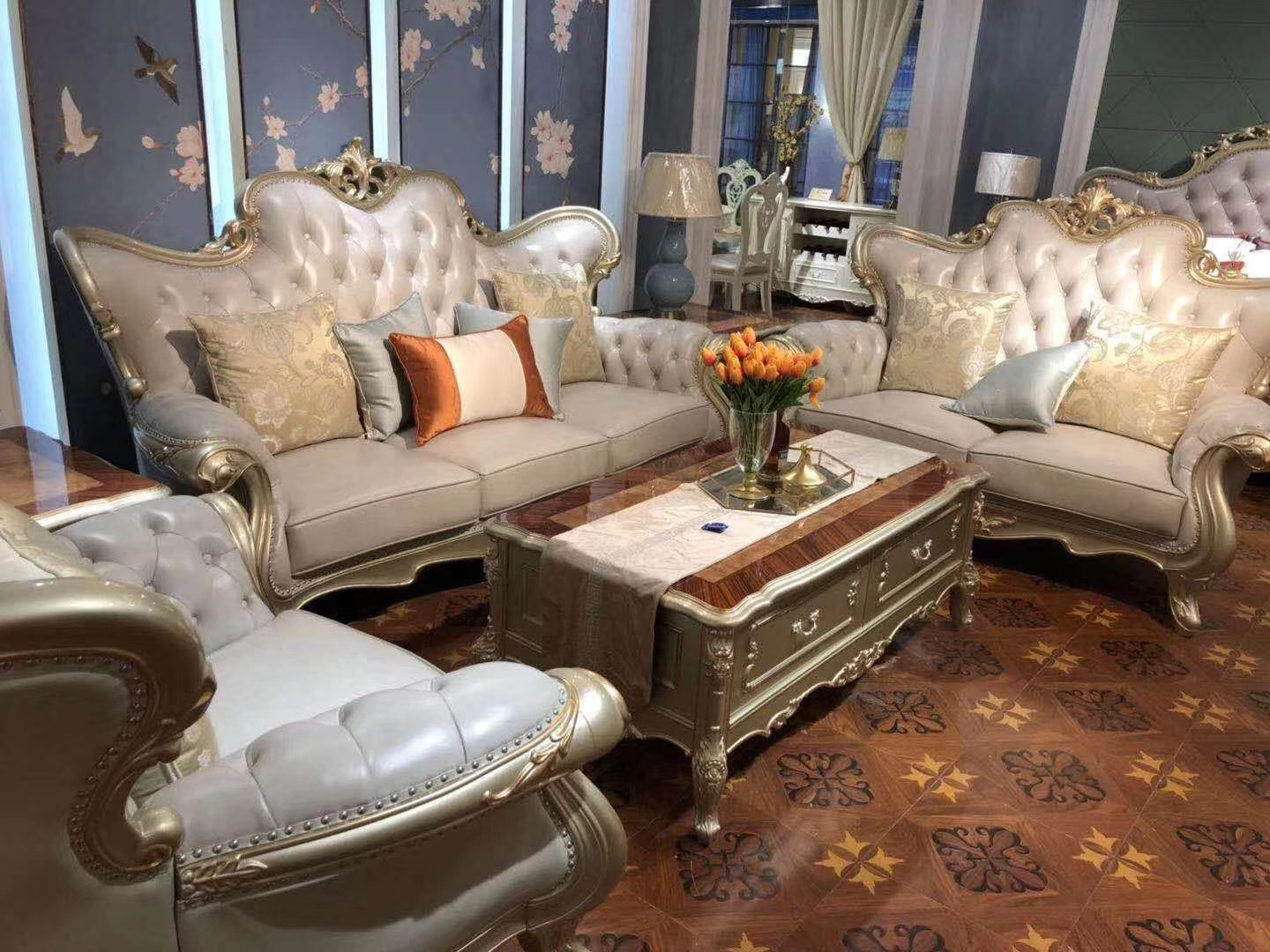 Buy European Style Classic Luxury Solid Wood Living Room Furniture Sets ...