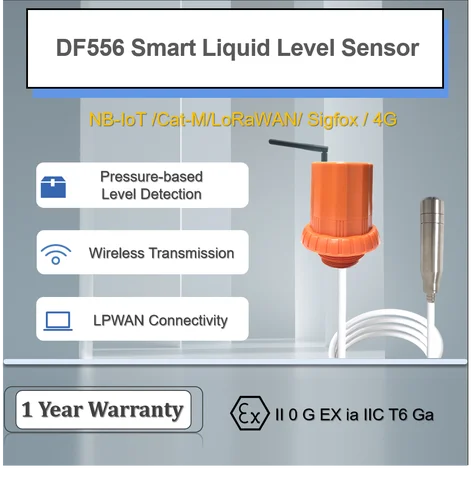 Explosion Proof Pressure Water Level Sensor Wireless For Fuel Tank Monitoring System Smart Liquid Level Sensor DF556 ATEX