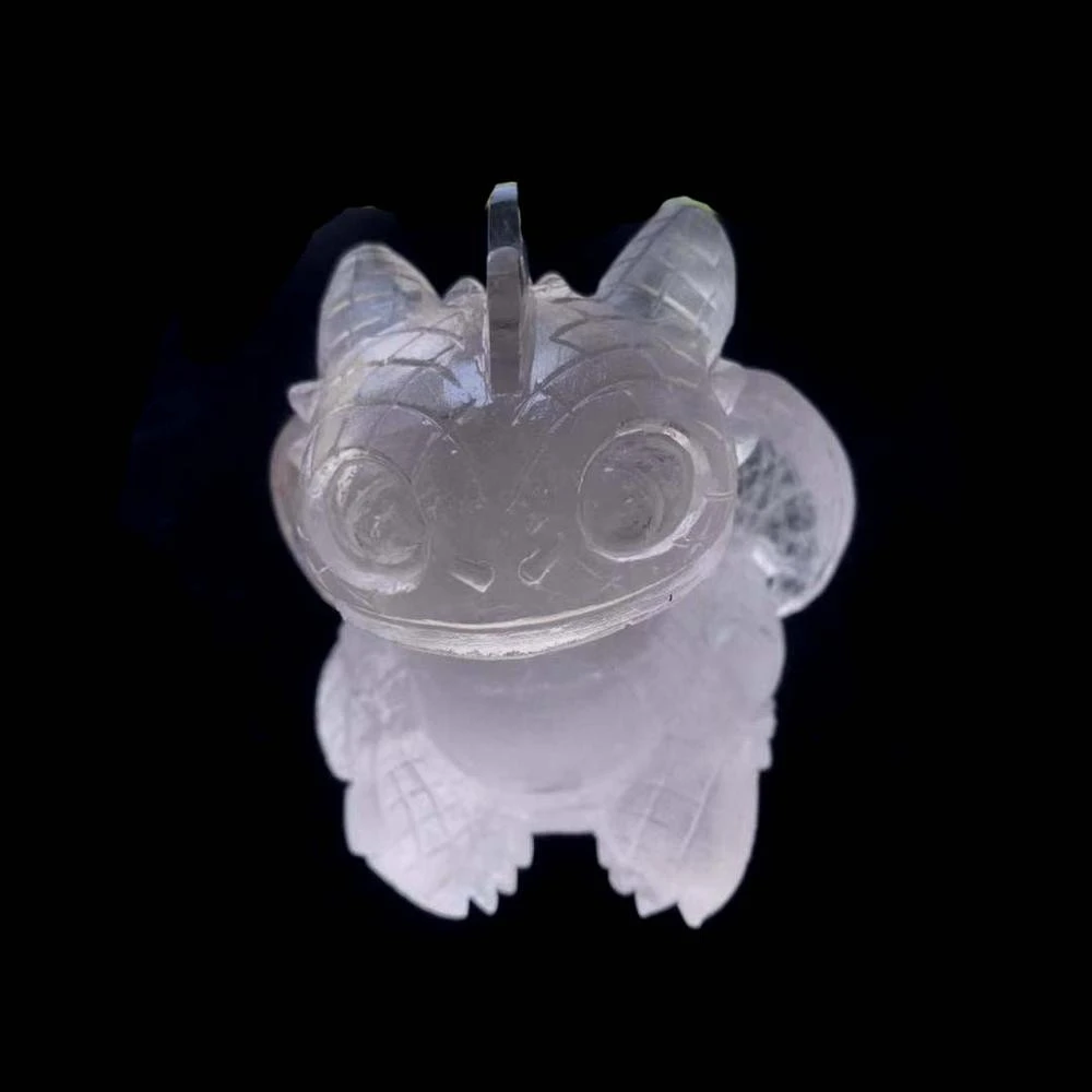 Exquisite Carved Natural Clear Quartz Crystal Dragon Toothless Figurine For Craft Gift