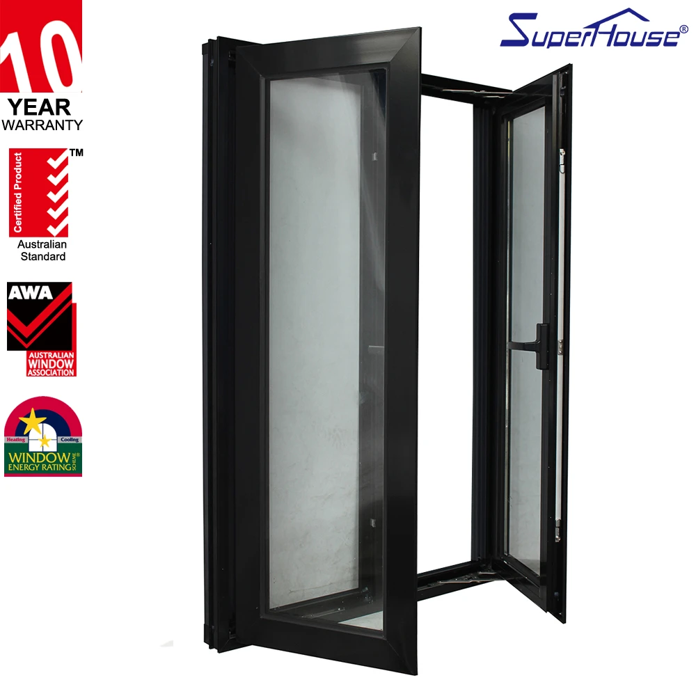 Factory Insulated aluminum casement window with burglar proof and fly screen mesh integrated aluminium frame casement window