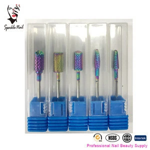 Factory Price Chameleon Tungsten Carbide Cuticle Clean Burrs Nail Drill Bit 3/32" Bits Rainbow Manicure Nail Drill