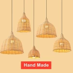 Factory price indoor handmade bamboo desk pendant native rattan pendant lamp