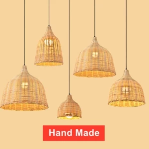 Factory price indoor handmade bamboo desk pendant native rattan pendant lamp