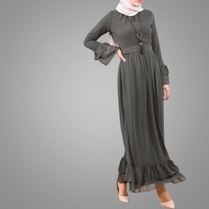 Fancy Long Sleeves Muslim Dress Ethnic Arab Women Daily Wear Maxun High Quality Turkish Dubai Abaya Islam Dress