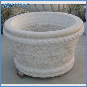fashionable decorative natural stone granite outdoor round flower pot/planter