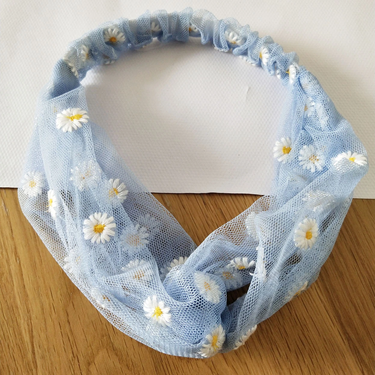 Fashionable fresh and sweet embroidery small daisies multicolor cross hair band knotted hair band