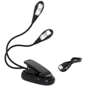 Flexible 2 Arm With Clip Stand 2 Level Brightness 4 Led Book Reading Light