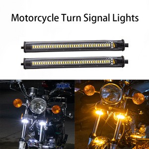 Flexible Switchback Dual-Color White and Amber Waterproof Adjustable Universal Fit LED Fork Strip DRL Running Turn Signal Light