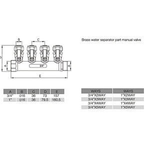 floor heating parts brass water separator part manual valve manifold pipe