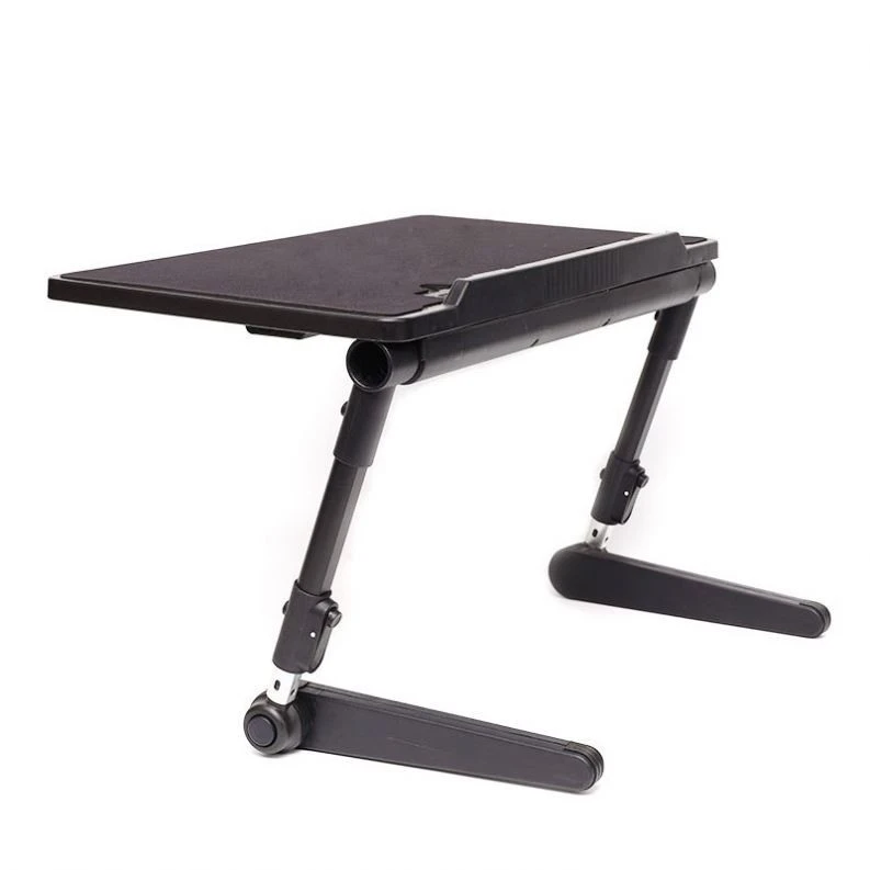 Folding Laptop Table,Adjustable Laptop Stand with Mouse Pad,Portable Desk for Laptop,Bed Tray Cooling Pad,Black