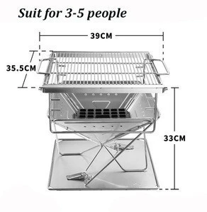 Folding Stainless Steel Charcoal BBQ Grill