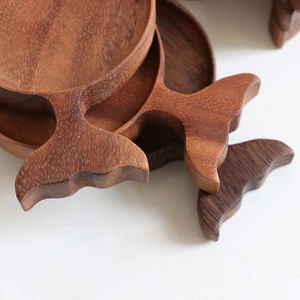 Free Logo Restaurant Acacia Mini Wooden Plates Eco Ware Appetizer Serving Dishes Plate For Food Fish Shape