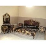 French Style Rococo Bedroom Set Antique Reproduction Upholstered Bed European Home Furniture