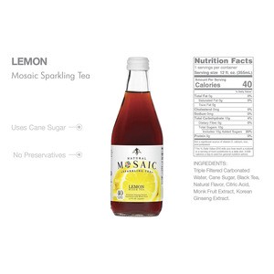 Fruit Lemon Natural Low Cal Sparlkling Tea Sweetened with Monk
