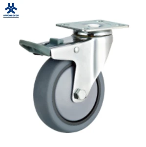 Furniture Rubber Swivel Plate Type Casters And Wheels With Top Brakes