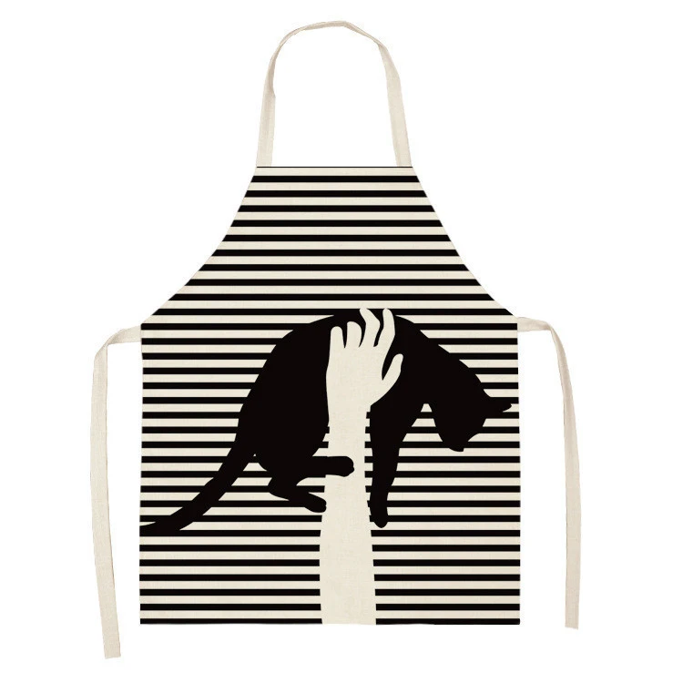 G&amp;D Japanese Waterproof Oil-proof Cooking  Black and White Cat Animal Cartoon Apron