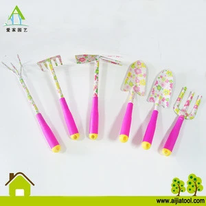 Garden hand tool set with floral printing