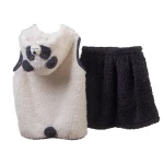 Girls Sleeveless Animal Hooded Plush Vest Coat And Skirt 2Pcs Sets