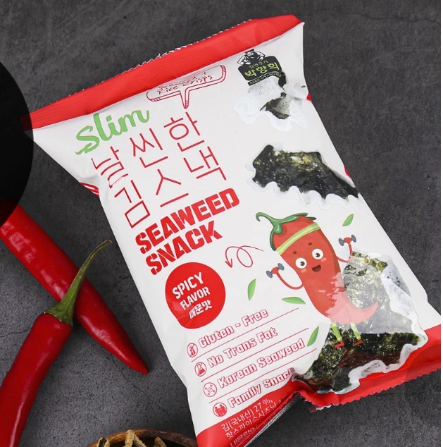 Gluten Free Korean Light Healthy Snack Slim Seaweed Snack Spicy Flavor 30g