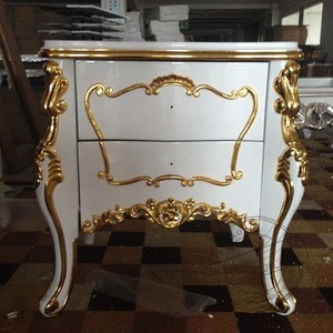 golden Antique French style Side Table Wooden Small Nightstands