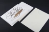Golden feather luxury good quality paper greeting cards with beige envelope set