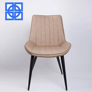 Good quality cheap PU leather fabric metal tube chrome modern style high back dining chair