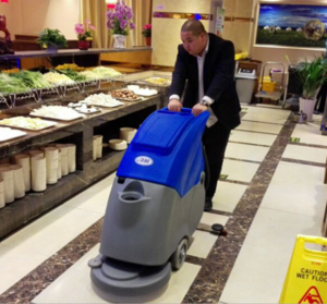 hand-push floor cleaning scrubber washing machine for supermarket