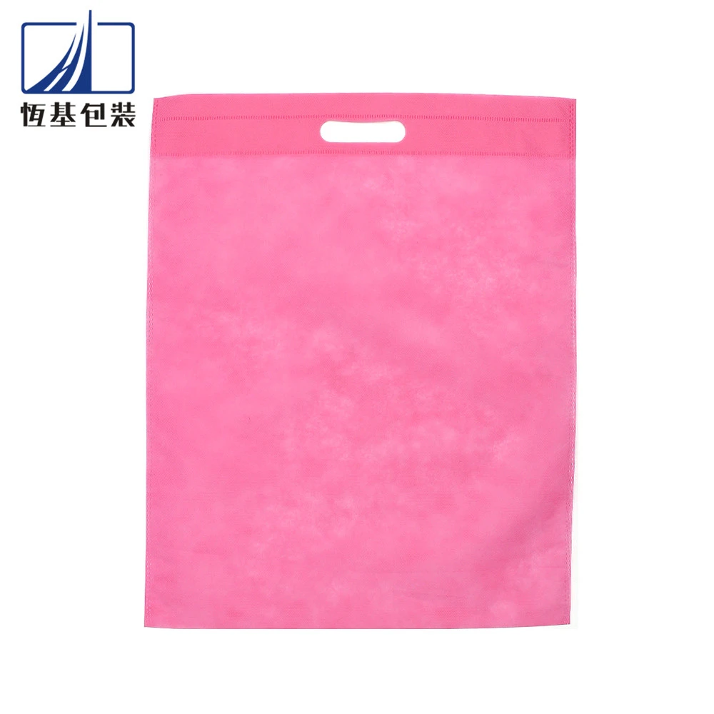Handled style non-woven material recycle d-cut non woven fabric carry flat bag with logo