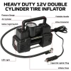 Heavy Duty Car Tire inflator Air Pump with LED Light Double Cylinder 150PSI 12V DC Car Battery Power Air Compressor