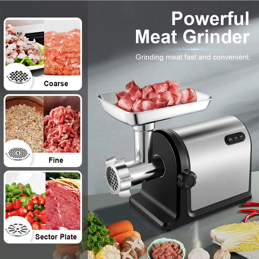 High Efficiency Multifunctional Home Use with Salad Maker Sausage and Kubbe Attachment Stainless Steel Electric Meat Grinder